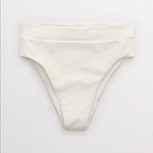 New White Aerie High Cut Cheeky Bikini Bottom
